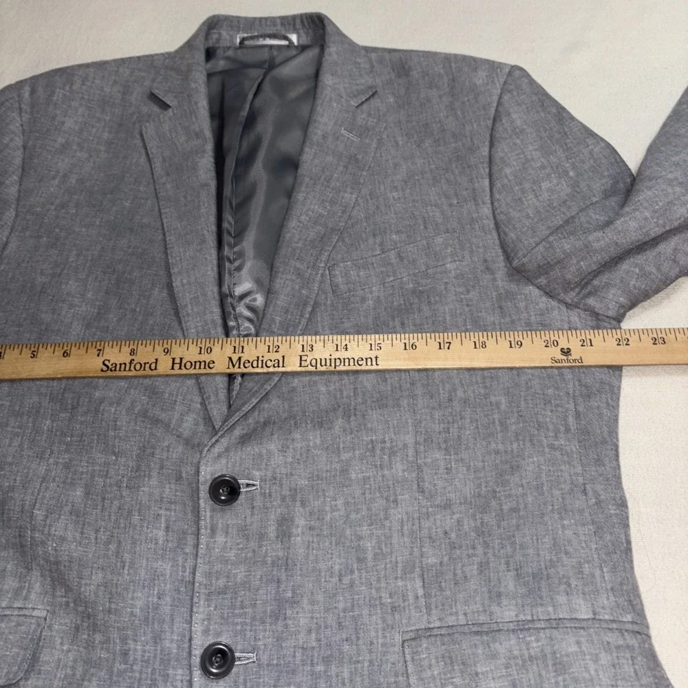 Michael Kors Mens Two Button Grey Blazer Linen Blend Suit Jacket Lightweight 42R